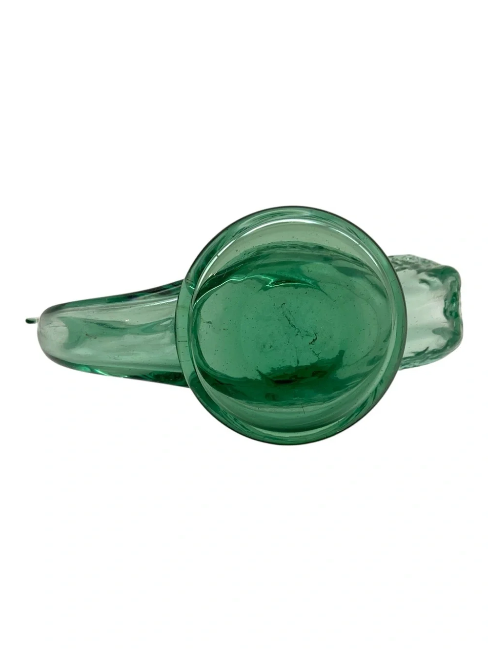 Vintage Green Blown Glass Swan Jewelry Dish Trinket Holder Vanity Decor